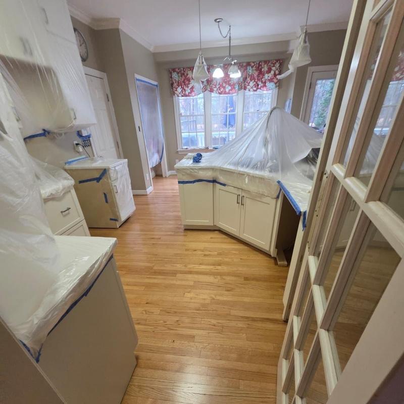 Hardwood floor refinishing in kitchen remodel area Hardwood floor refinishing in kitchen remodel area