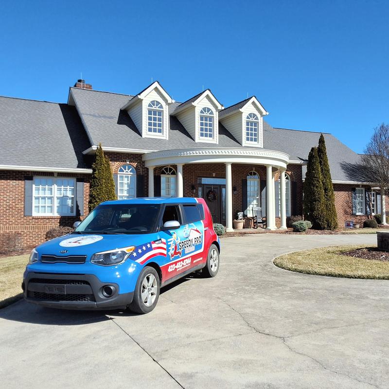 Shingle roof with wind and hail damage in Telford, TN