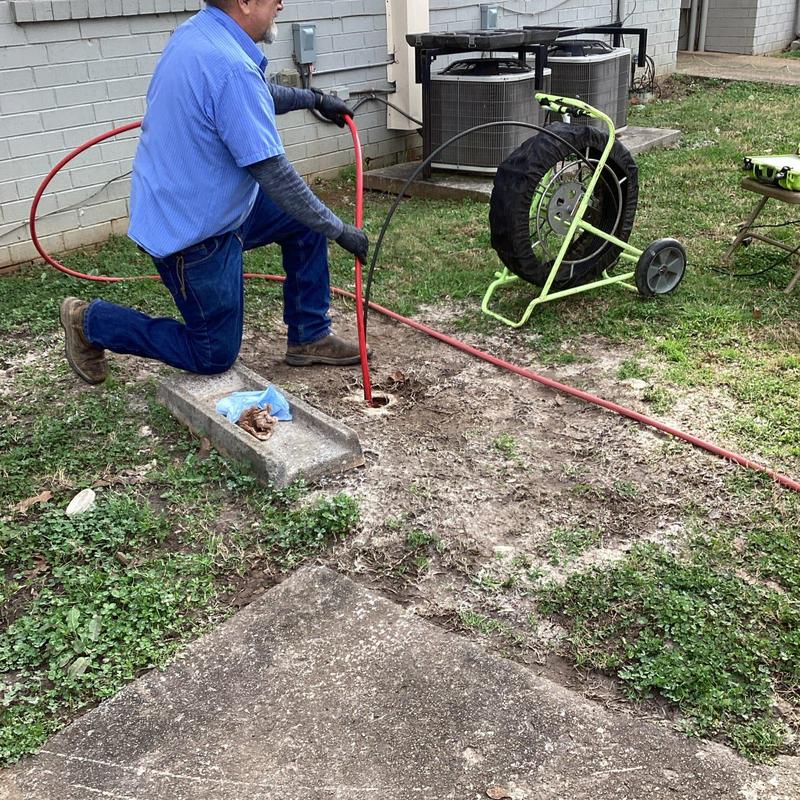 4-inch drain line cable inspection and cleaning outdoors