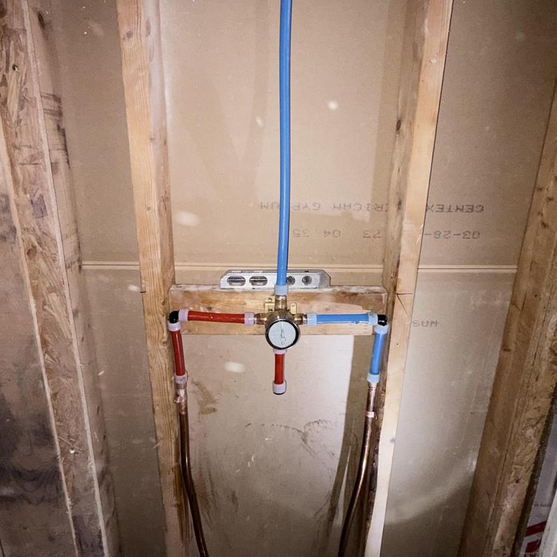 Delta shower valve rough-in with copper piping
