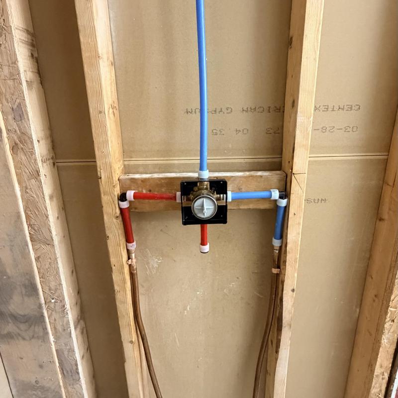 Delta shower valve rough-in with PEX piping