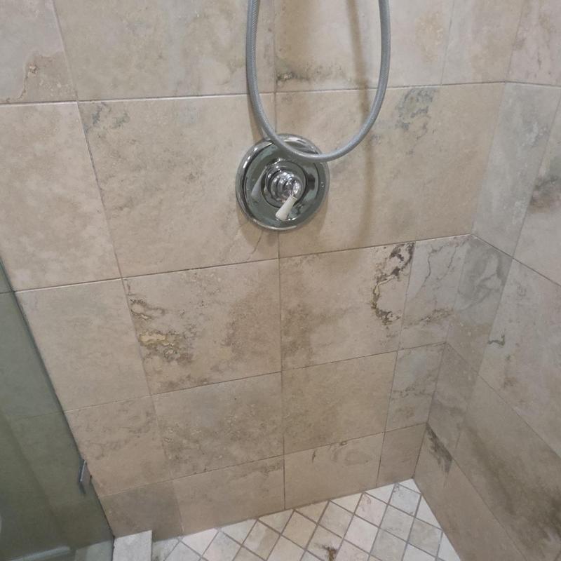 Shower cartridge valve with new handle installed