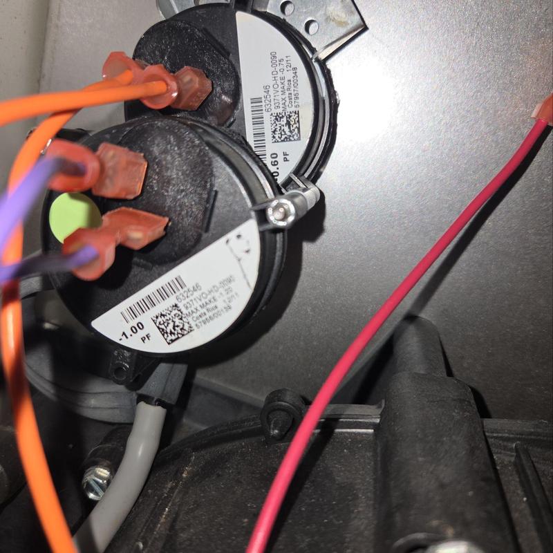 Pressure switch with wiring inside HVAC unit
