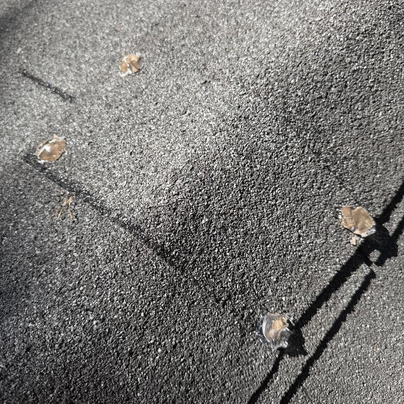 Slate 3-tab roof with deteriorating sealant on nails