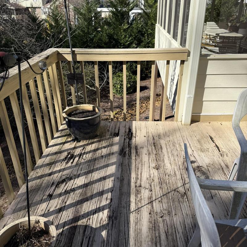 Wood deck boards with weathering and stains