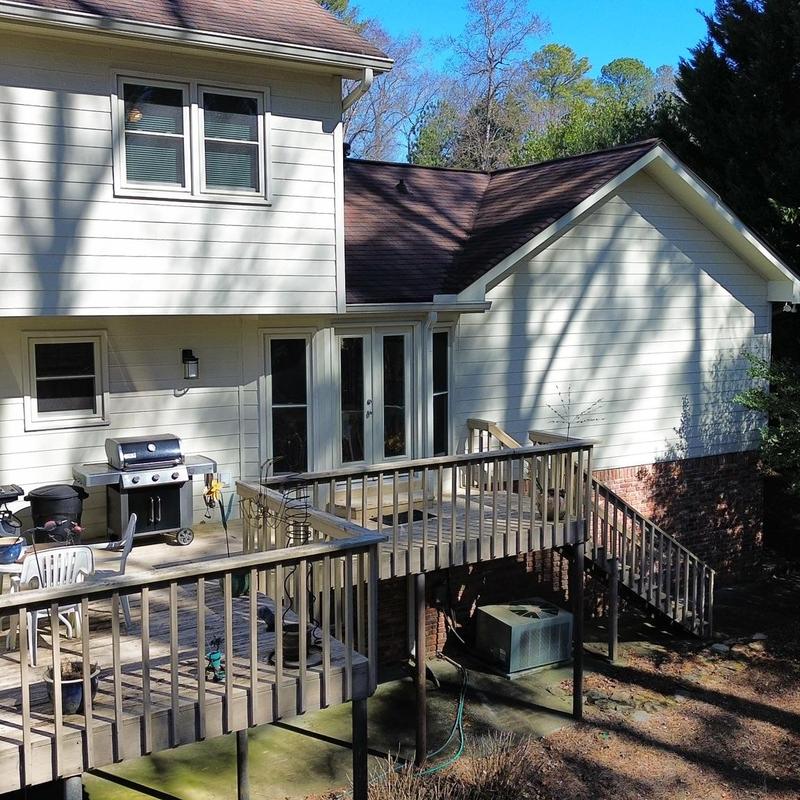 Wood deck inspection for composite board replacement