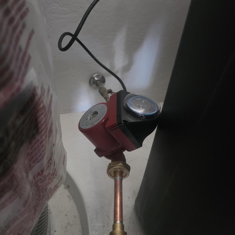 Hot water recirculation pump with timer installed