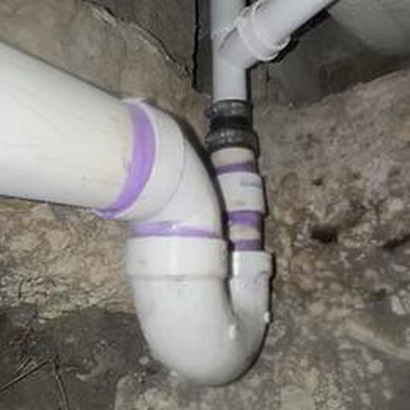 PVC drain pipe replacement under slab with no-hub adapters