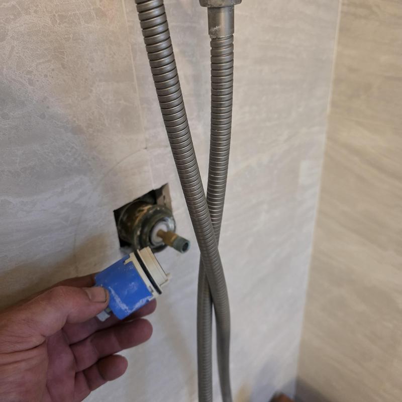 Shower cartridge replacement and valve inspection in wall