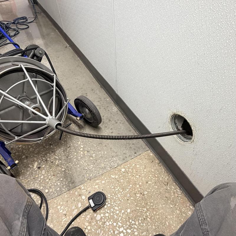 6-inch sewer main blockage clearing with drain snake