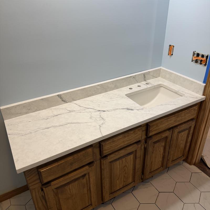 Granite countertop with integrated sink installation