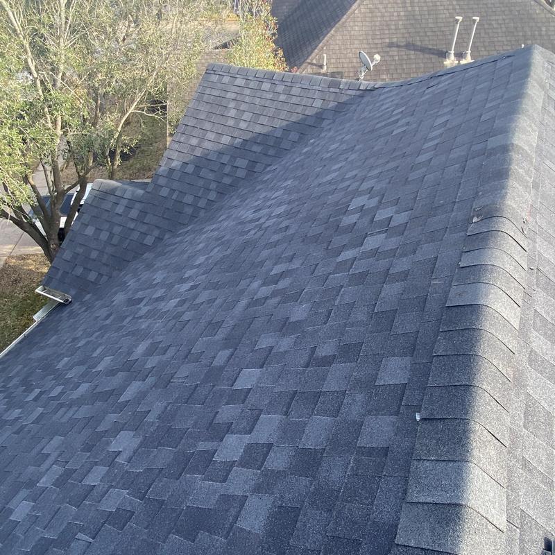 Architectural asphalt shingle roof with ridge cap in Katy TX