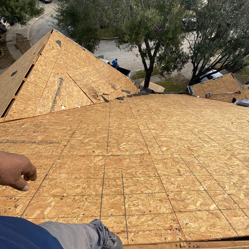 Roof decking installation on residential house roof