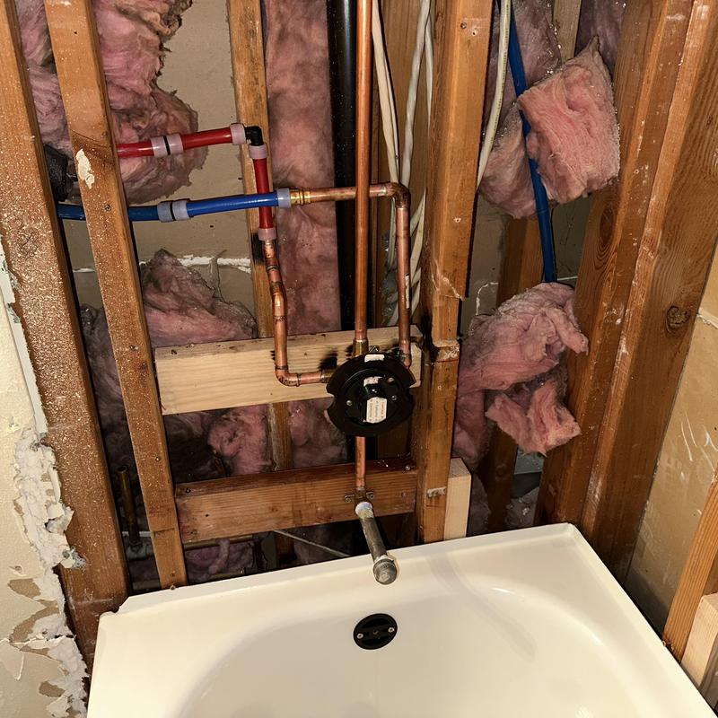 Pfister shower valve rough-in above bathtub installation