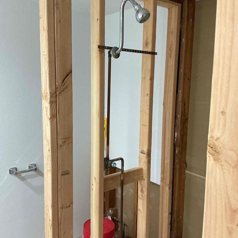 Moen temporary shower valve and raised showerhead installation