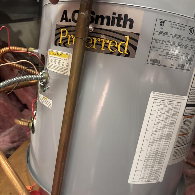 Electric water heater installation with copper piping