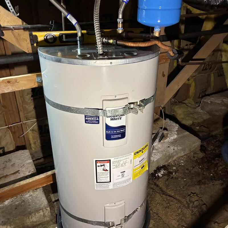 Bradford White electric water heater with expansion tank