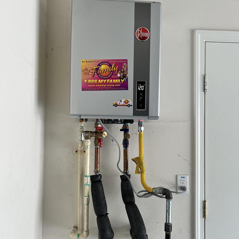 Rheem tankless water heater installation with piping