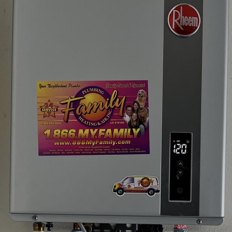 Rheem tankless water heater with digital display