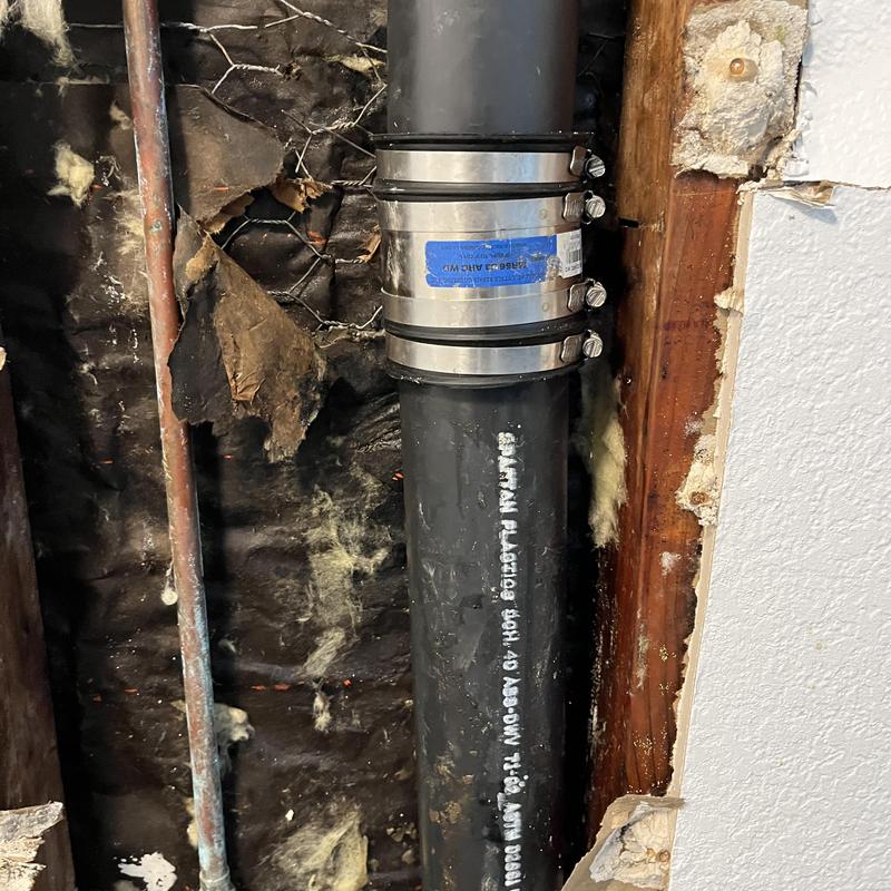 3-inch no hub pipe coupling with strong back clamp