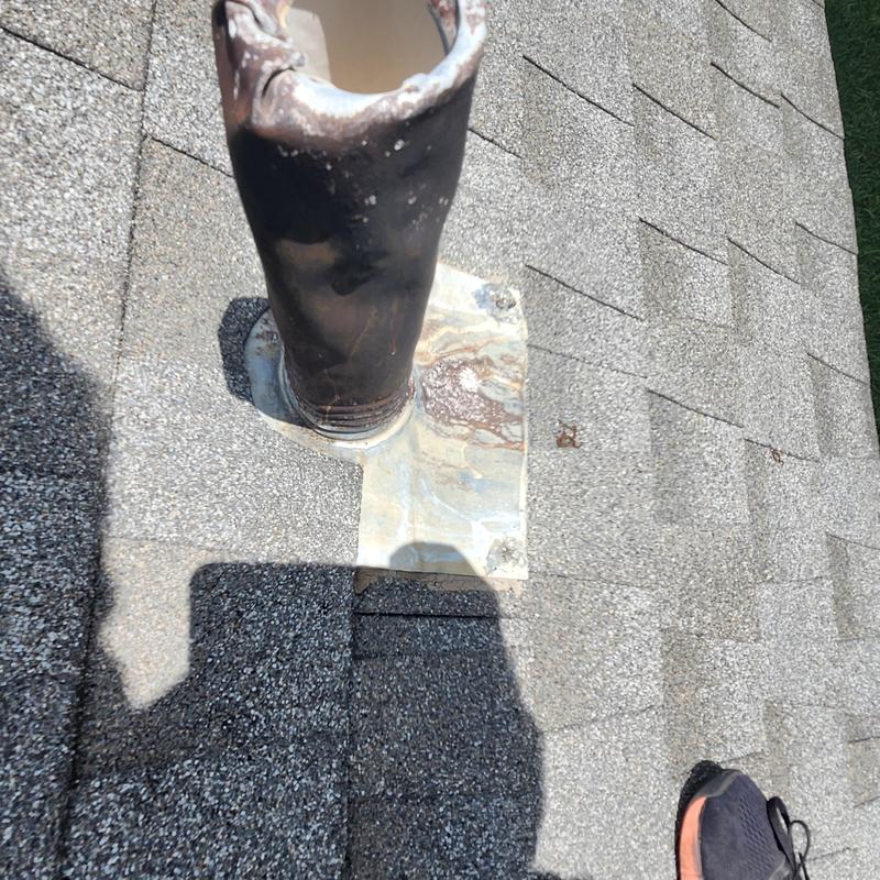 Metal vent pipe flashing on GAF shingles roof