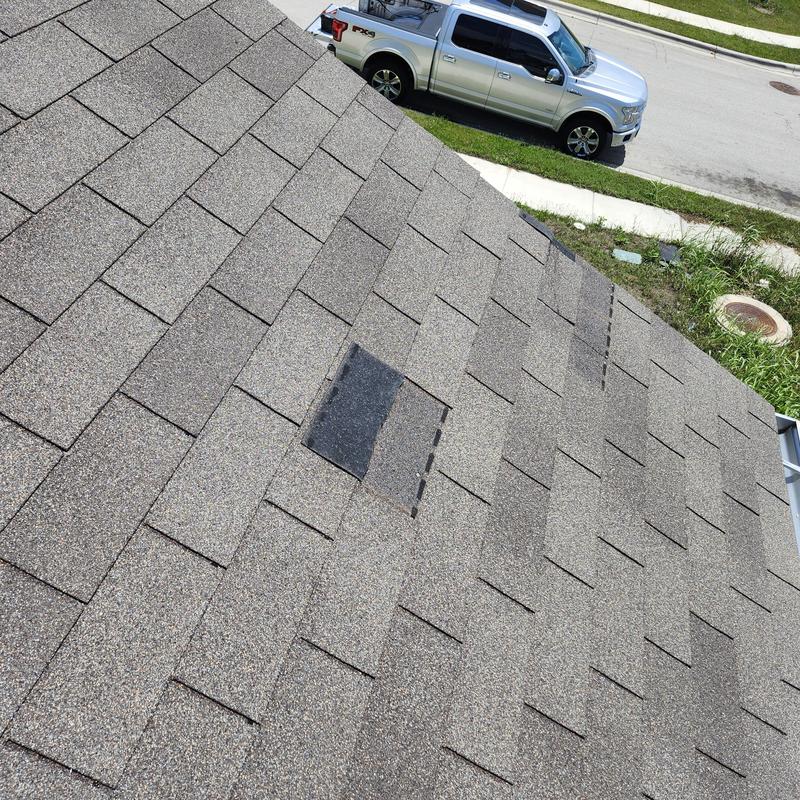 Weather-gray six-meter roof shingles installation and sealing