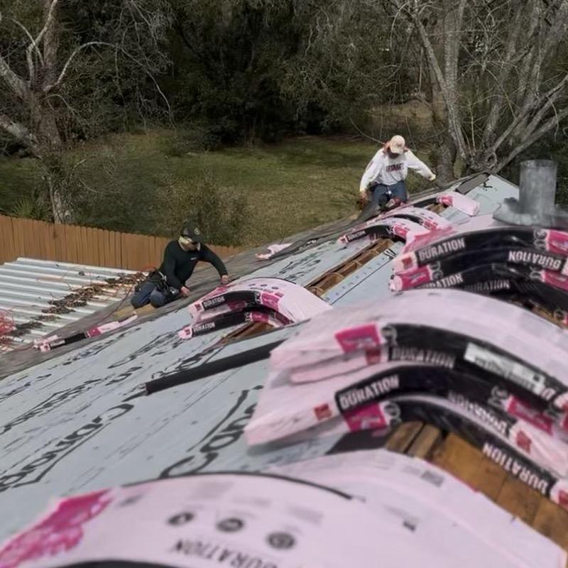 Owens Corning Duration ridge cap installation on roof