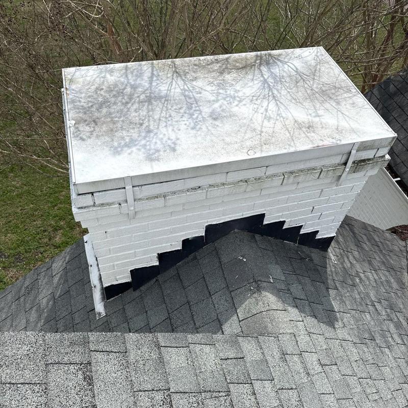 Chimney flashing and roof shingles inspection, hail damage