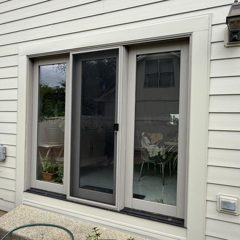 Composite insulated siding with sliding glass door