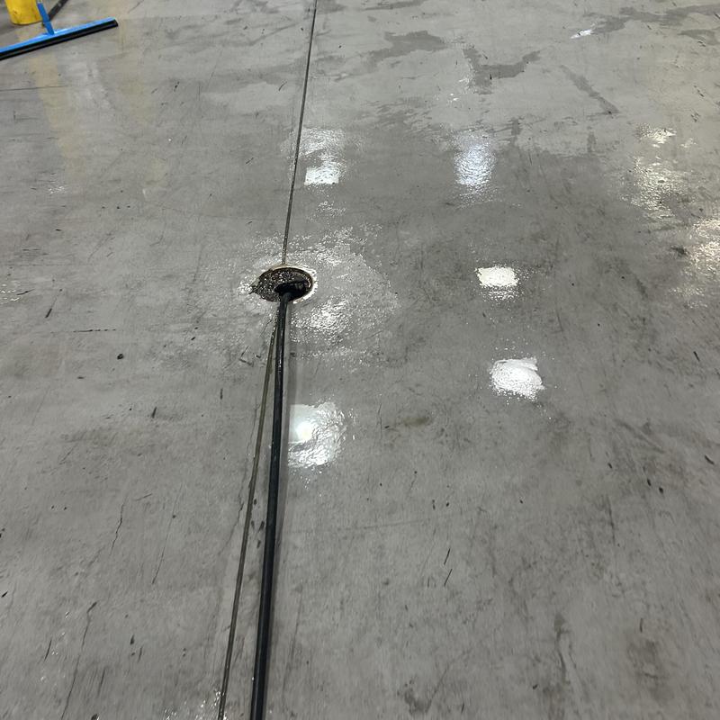 Sanitary line drain snake cable inside floor drain