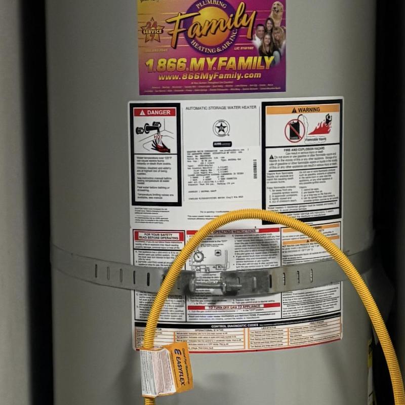 Bradford White 50-gallon water heater with gas flex line