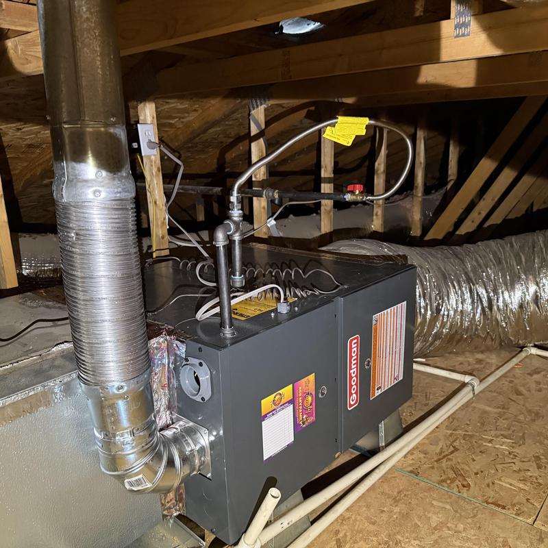 Goodman horizontal furnace with gas line and venting