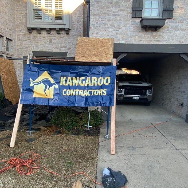 Roof scaffolding and protective barrier at home job site Roof scaffolding and protective barrier at home job site