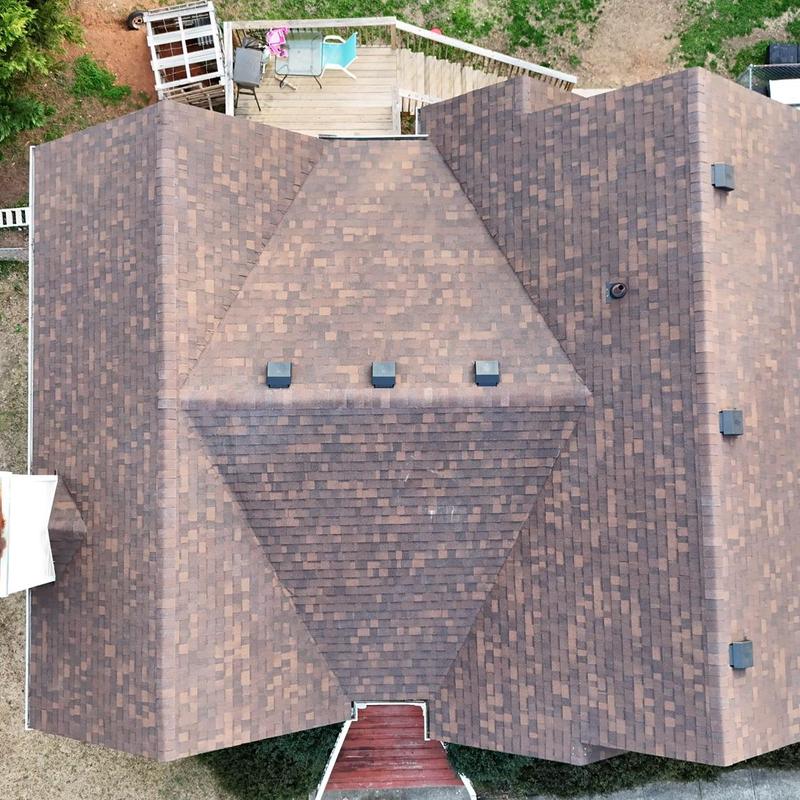 Tamko Elite 3-tab shingle roof replacement, aerial view