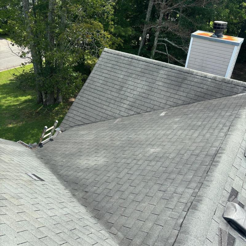 Tamko Elite 3-tab shingle roof with chimney vent