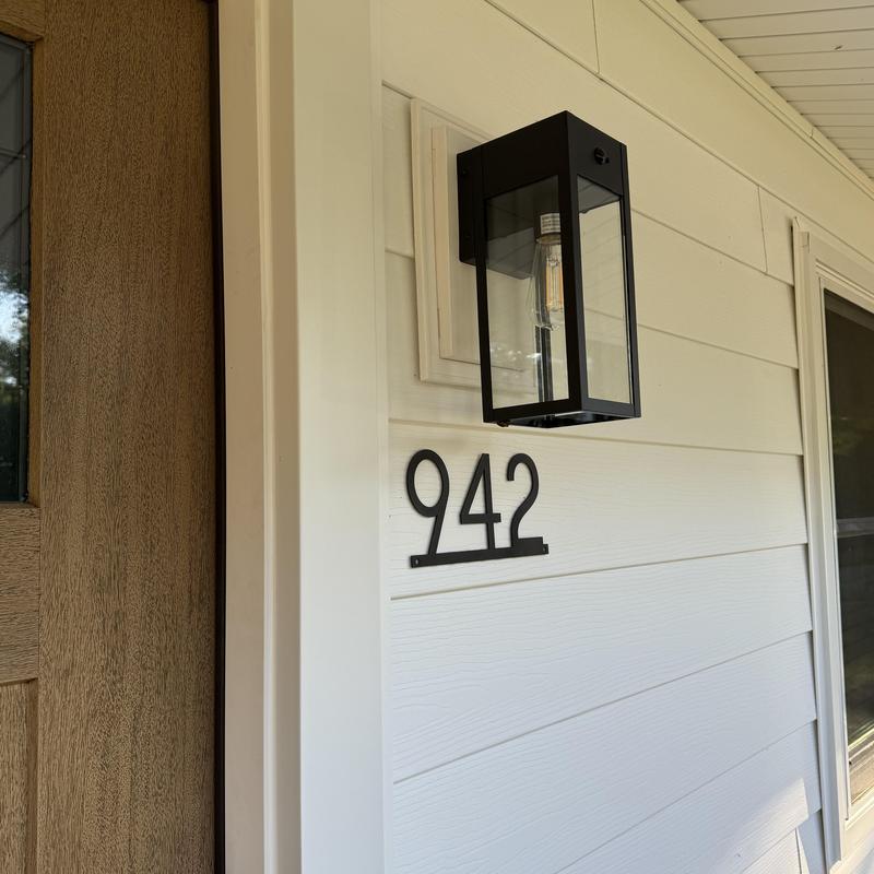 Composite insulated siding with house numbers and light fixture