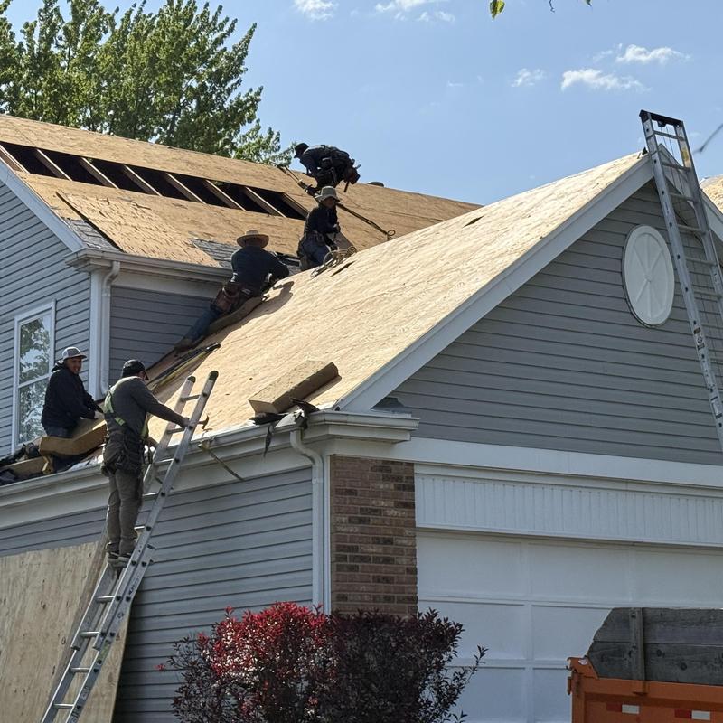 Atlas impact class 4 roof plywood installation with ladder