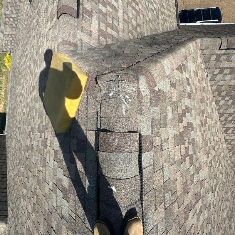 Roof shingle hail damage with ventilation and flashing check