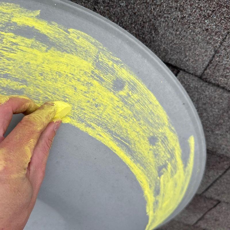 Asphalt shingle roof hail damage inspection with chalk marks