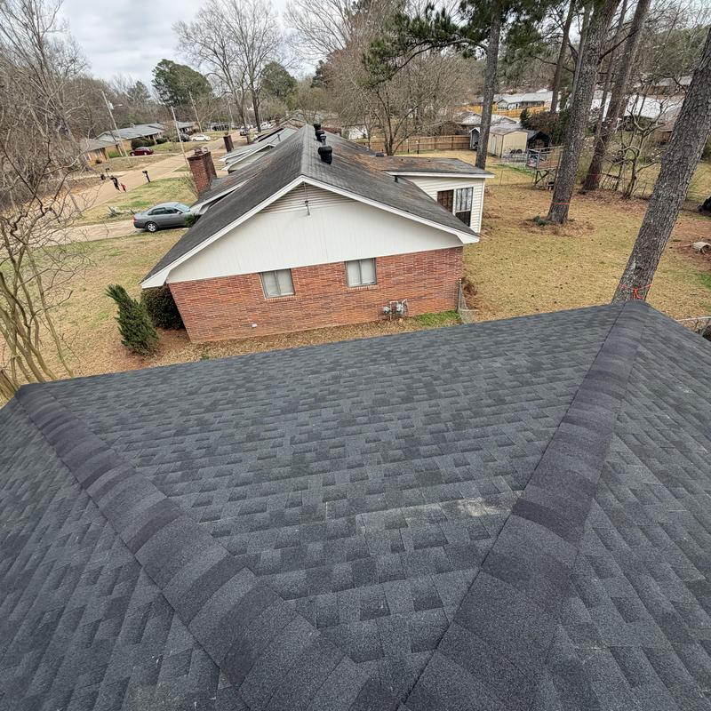 Asphalt shingle roof installation on residential home