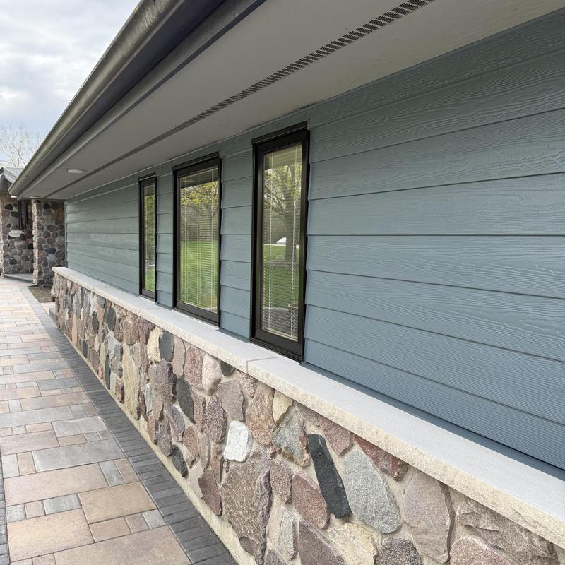 James Hardie fiber cement siding and stone veneer exterior
