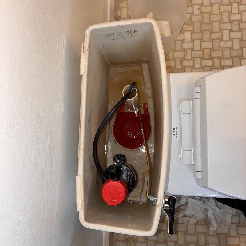 Toilet tank fill valve and flapper replacement inside tank