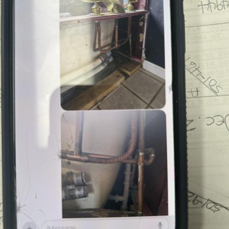 Frozen burst copper water pipes under sink in Hot Springs Frozen burst copper water pipes under sink in Hot Springs