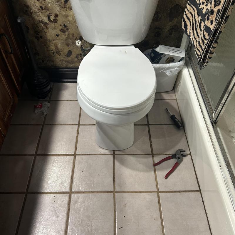Toilet with replaced floor seal and bolt kit Toilet with replaced floor seal and bolt kit