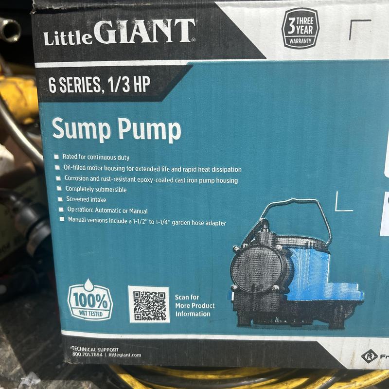 Little Giant sump pump box with product details