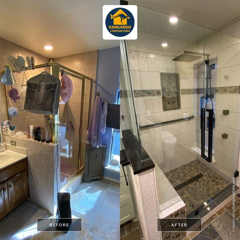 Glass shower enclosure with tiled walls upgrade Glass shower enclosure with tiled walls upgrade