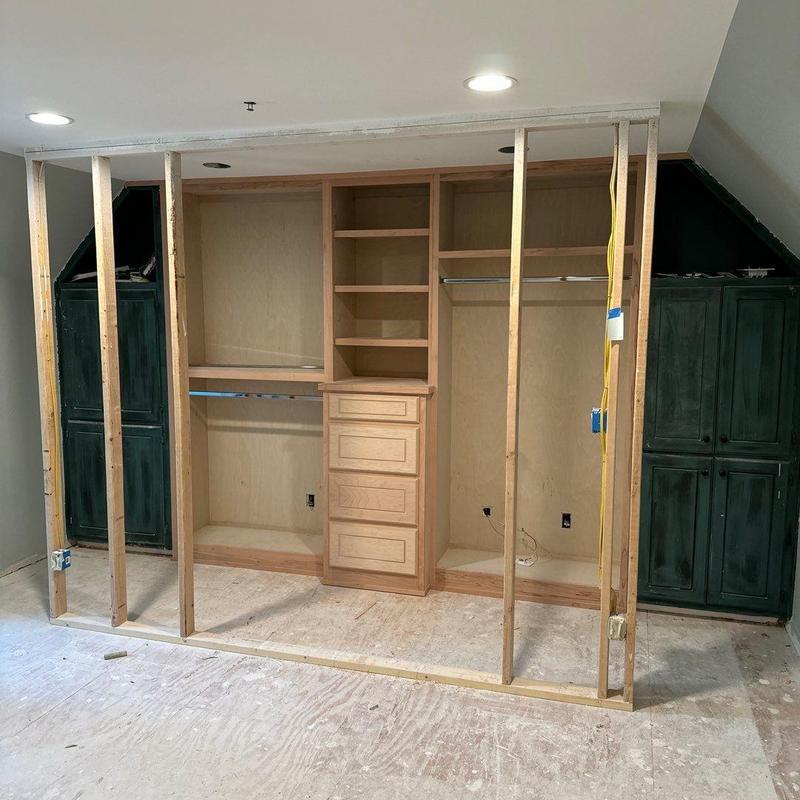 Custom closet shelving and drawers installation in progress Custom closet shelving and drawers installation in progress