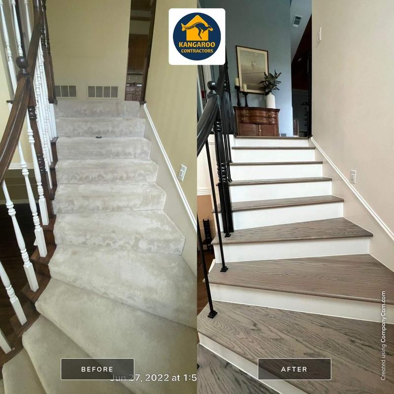 Hardwood stairs with new iron spindles upgrade