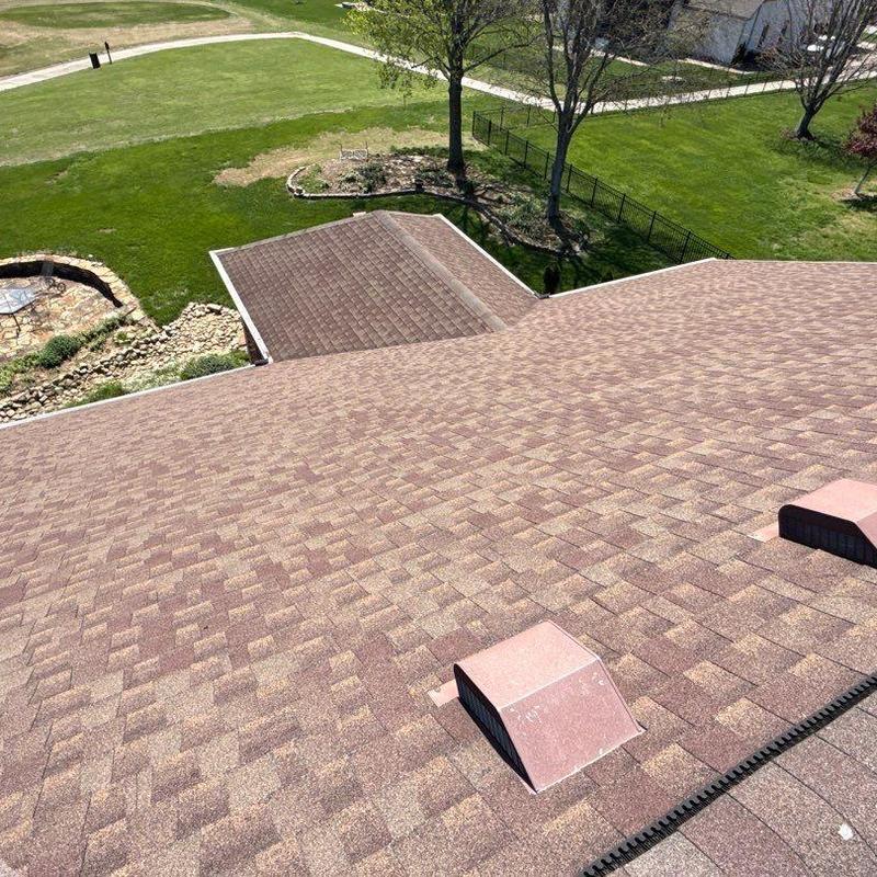 Asphalt shingle roof with vents and drainage inspection