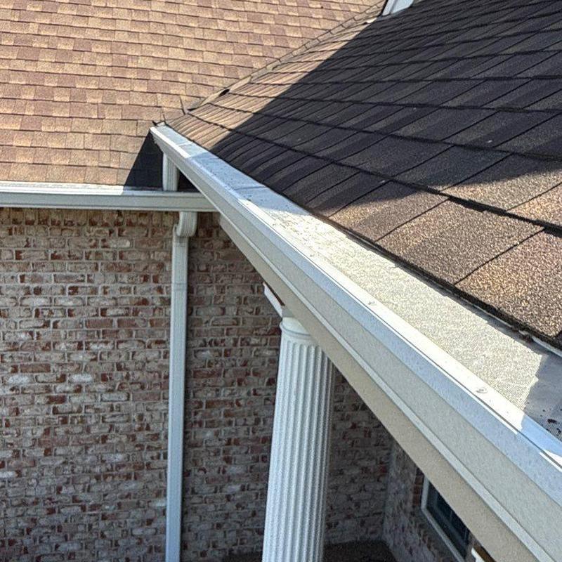 Asphalt shingle roof and gutter inspection with hail damage